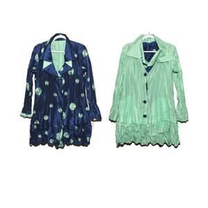 UBU Polka Dot Reversible Crinkle Windbreaker Rain Jacket Size M Button missing